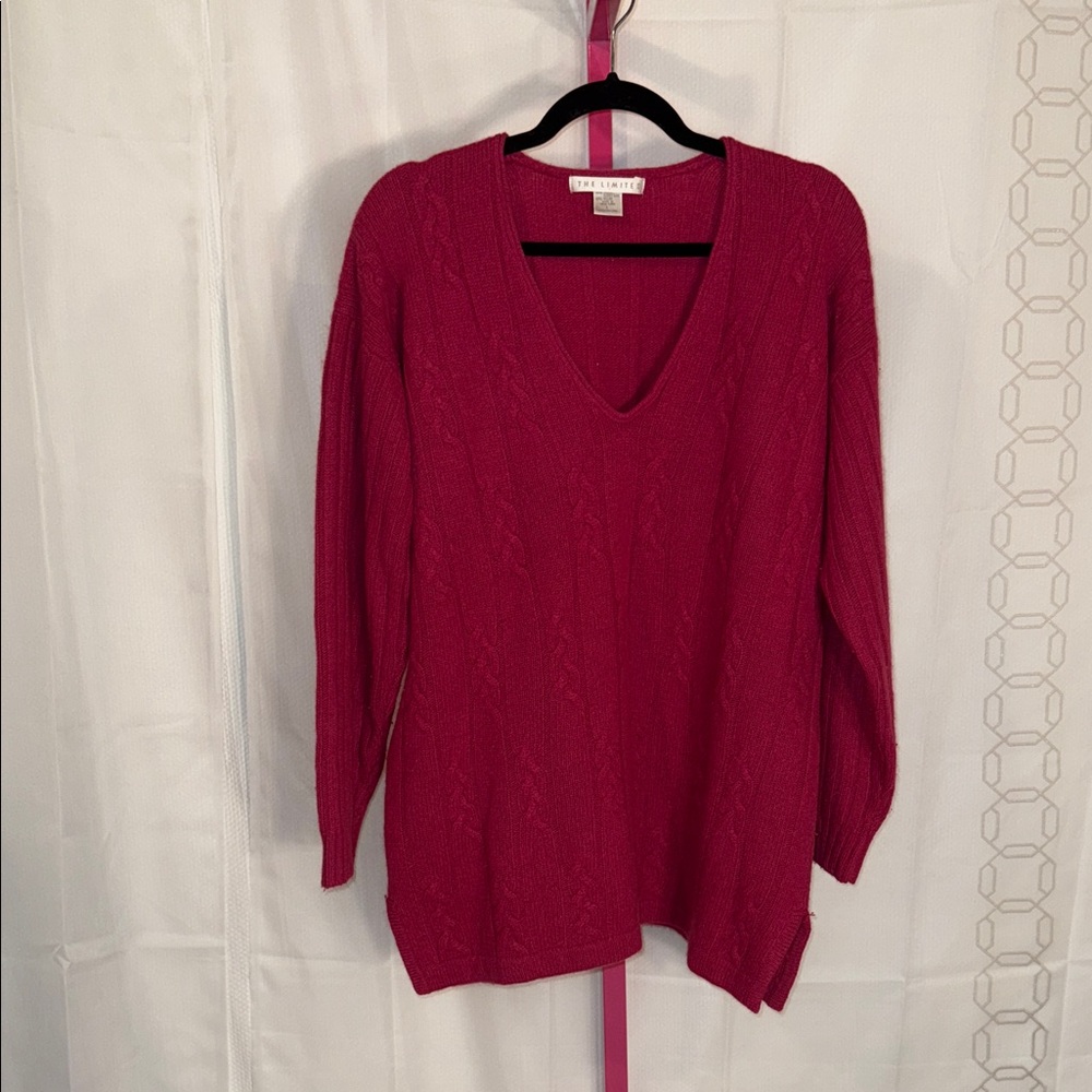The Limited V-Neck‎ Magenta Lambswool Sweater